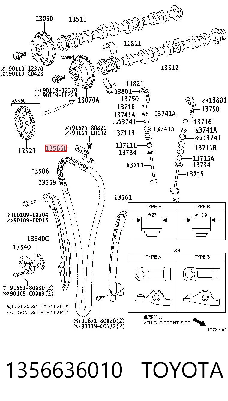 1356636010 Toyota Tłumik drgań łańcucha rozrządu górny