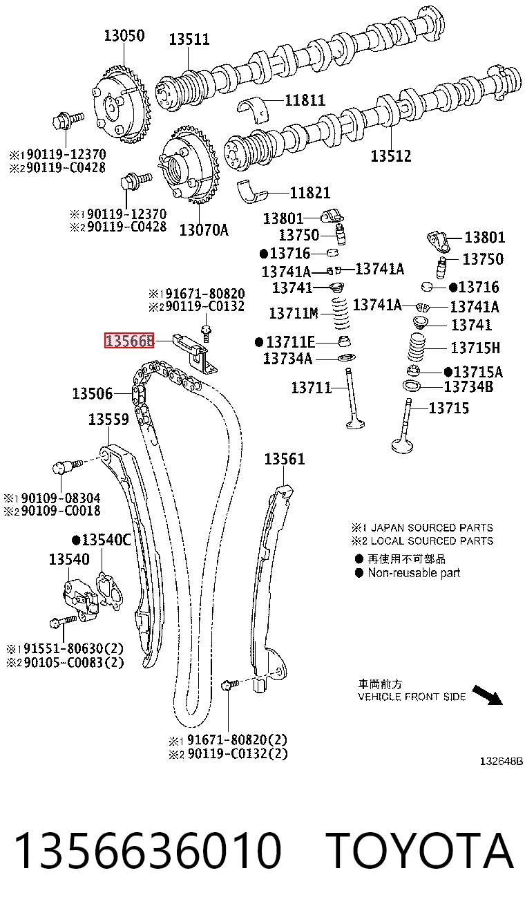 Tłumik drgań łańcucha rozrządu górny Toyota 1356636010 cena, od 7,84 USD