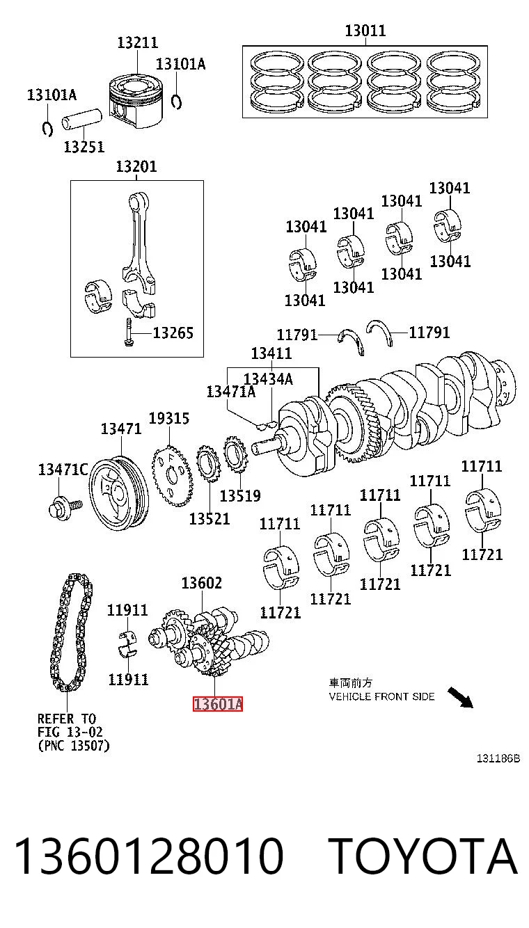 1360128010 Toyota Wałek wyrównoważający