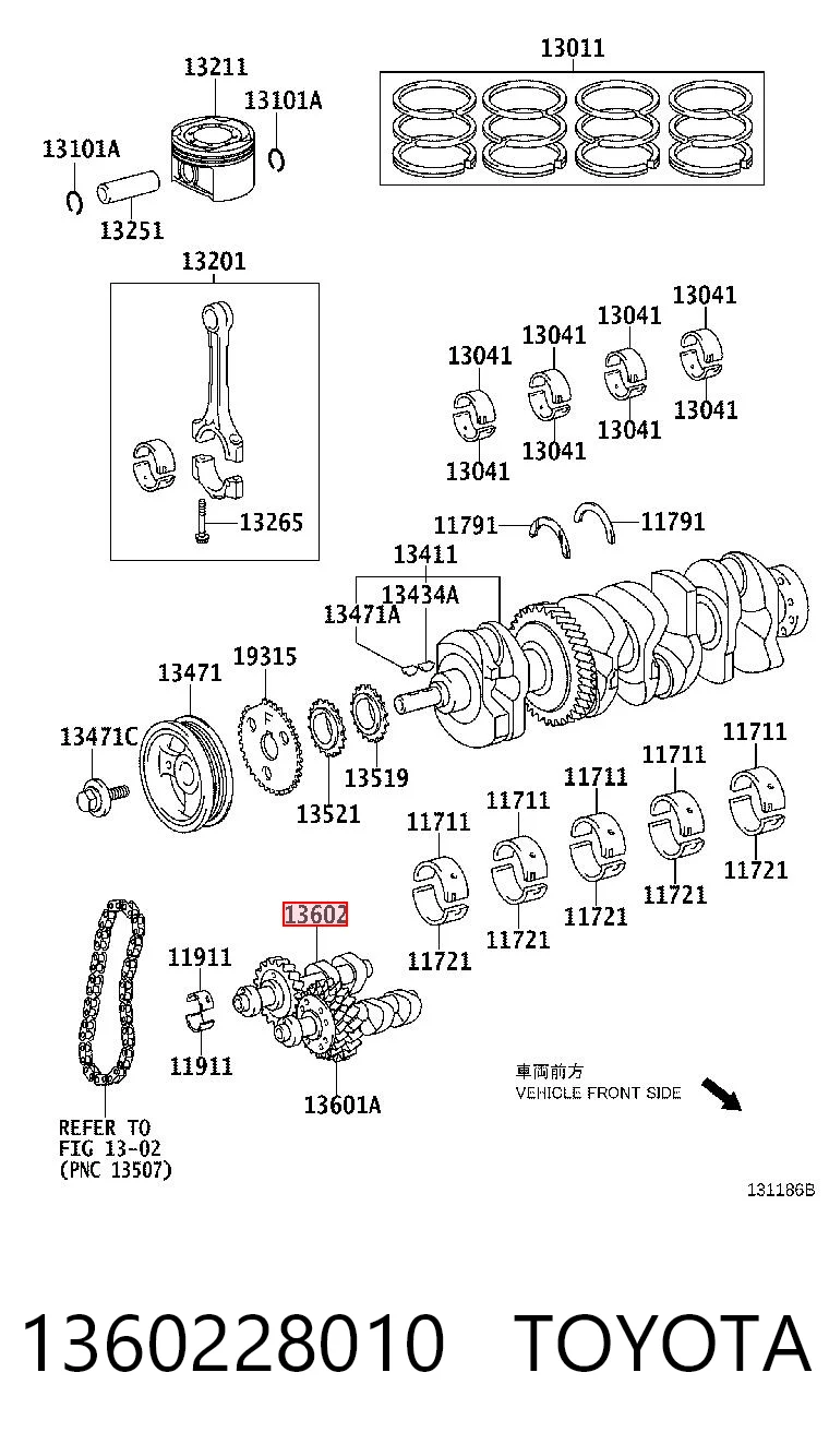 1360228010 Toyota Wałek wyrównoważający
