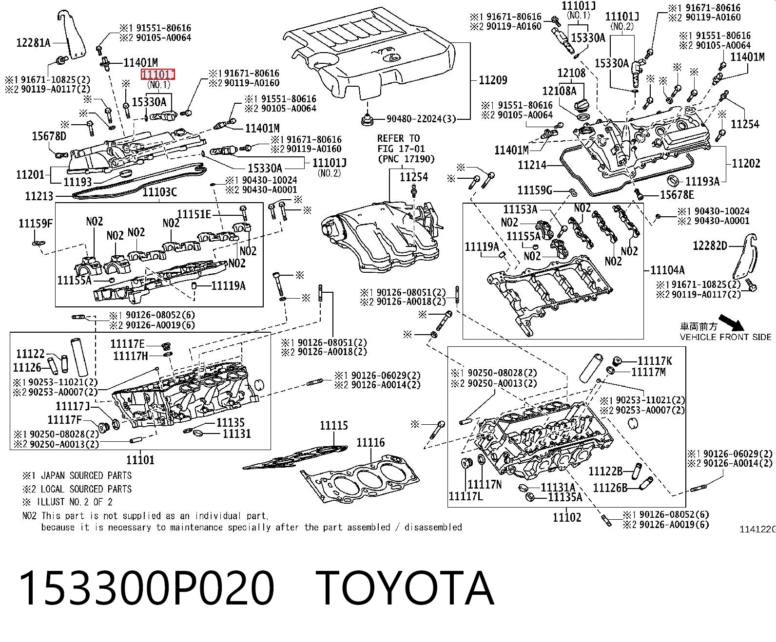 153300P020 Toyota Zawór elektromagnetyczny położenia (faz) wałka rozrządu lewy