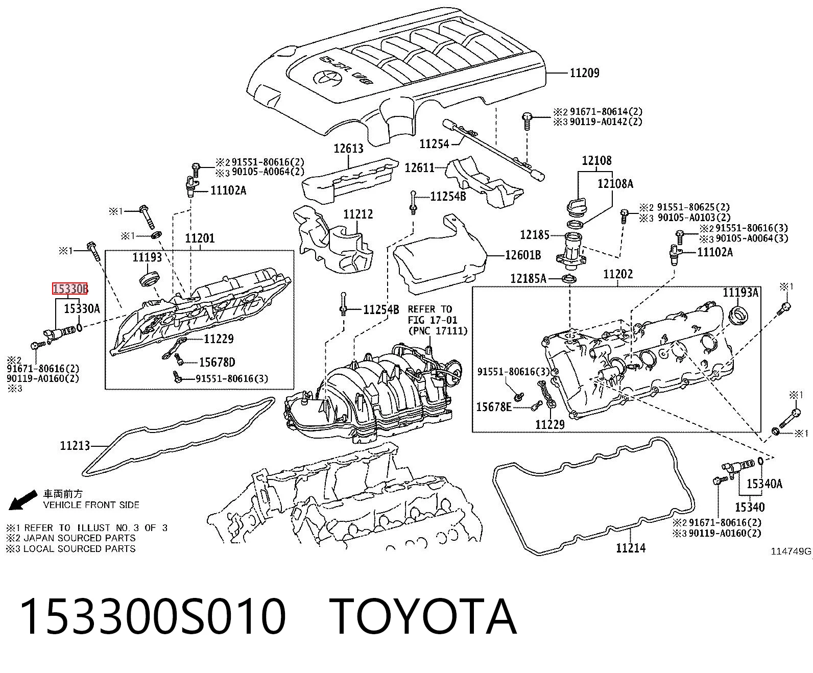 153300S010 Toyota Zawór elektromagnetyczny faz rozrządu