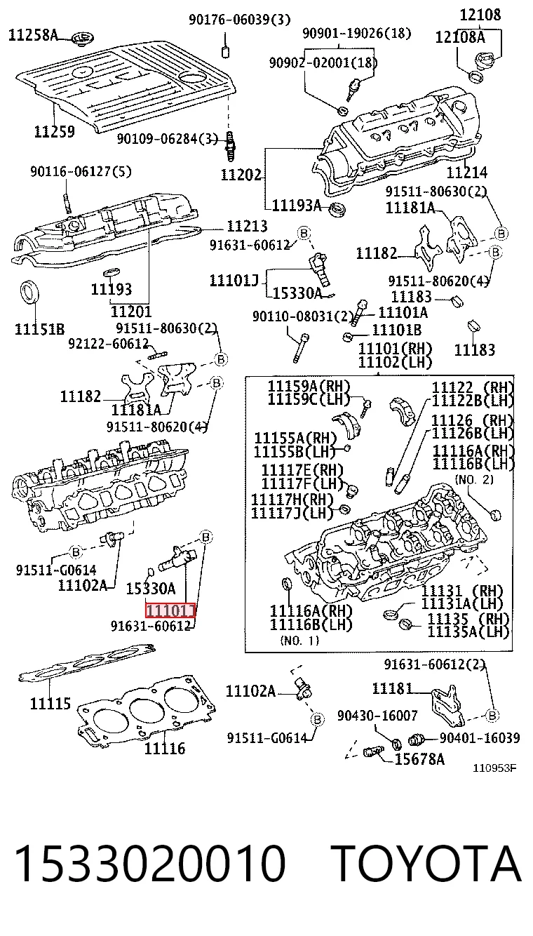 1533020010 Toyota Zawór elektromagnetyczny położenia (faz) wałka rozrządu prawy