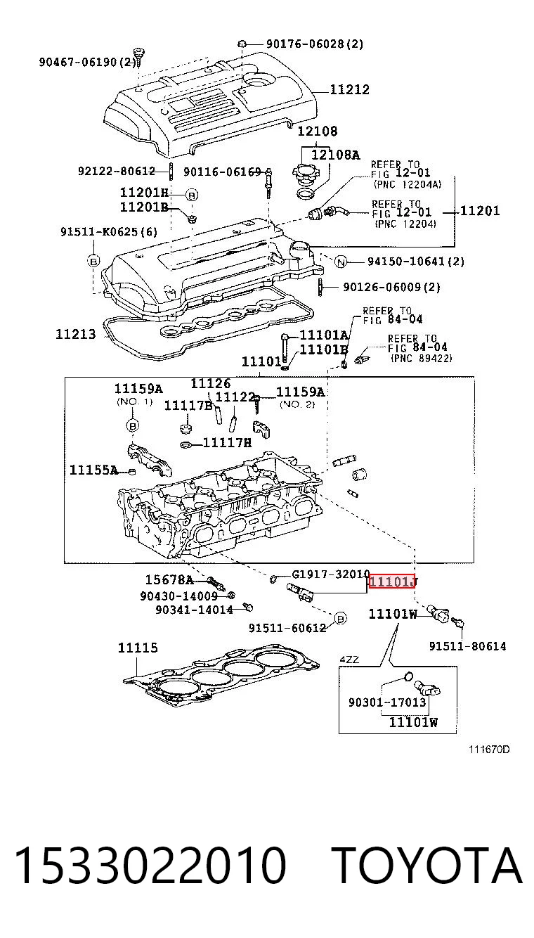 1533022010 Toyota Zawór elektromagnetyczny faz rozrządu