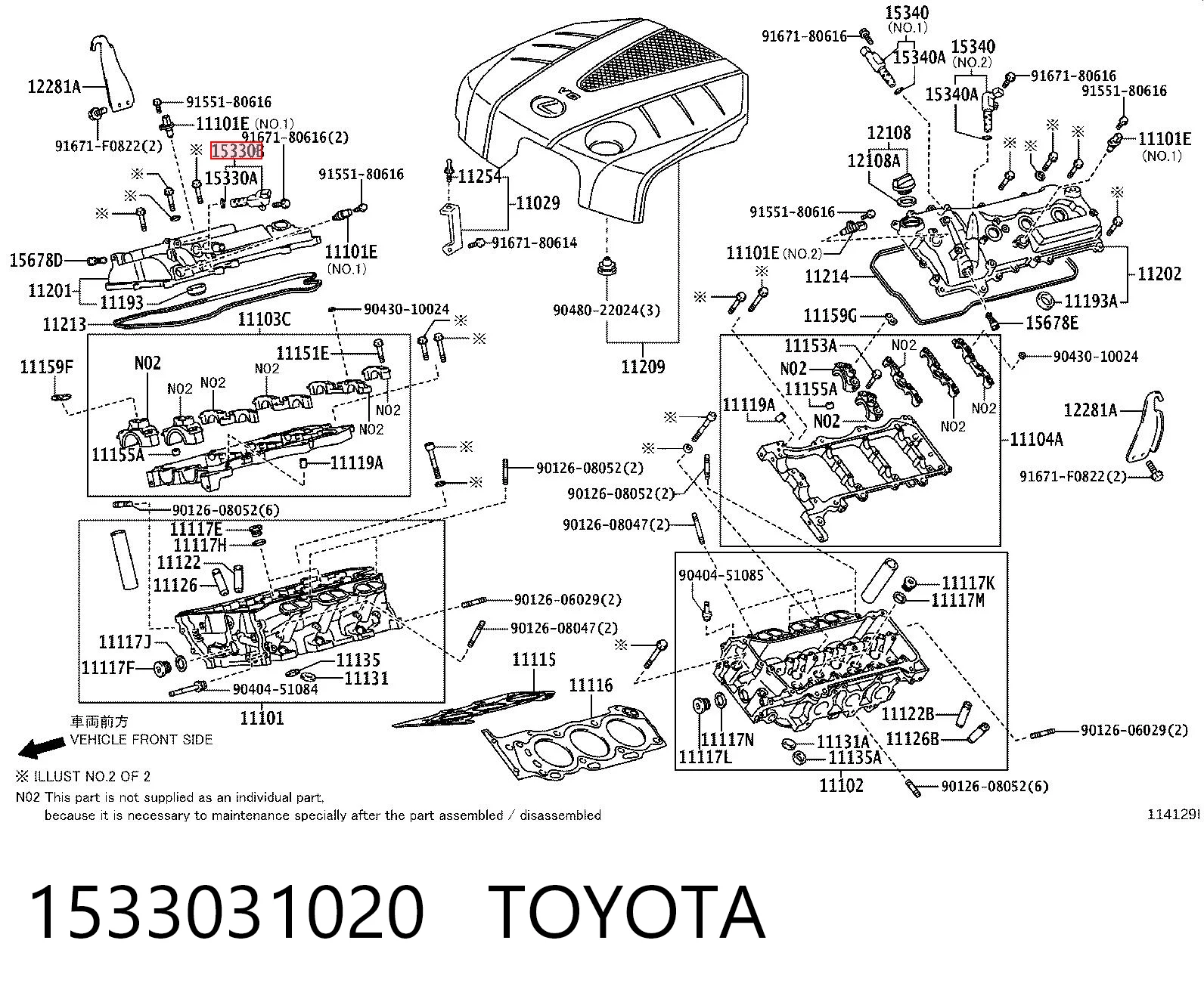 1533031020 Toyota Zawór elektromagnetyczny położenia (faz) wałka rozrządu lewy