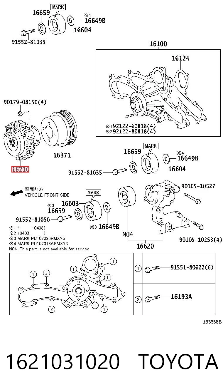 1621031020 Toyota Sprzęgło wiskotyczne wentylatora chłodzenia