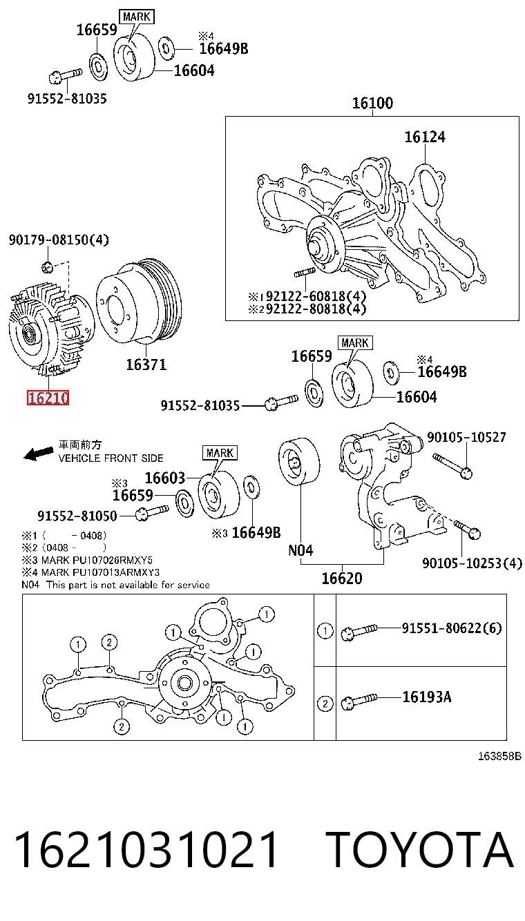 1621031021 Toyota Sprzęgło wiskotyczne wentylatora chłodzenia