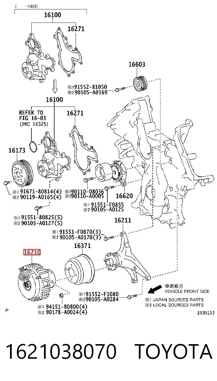1621038070 Toyota Sprzęgło wiskotyczne wentylatora chłodzenia