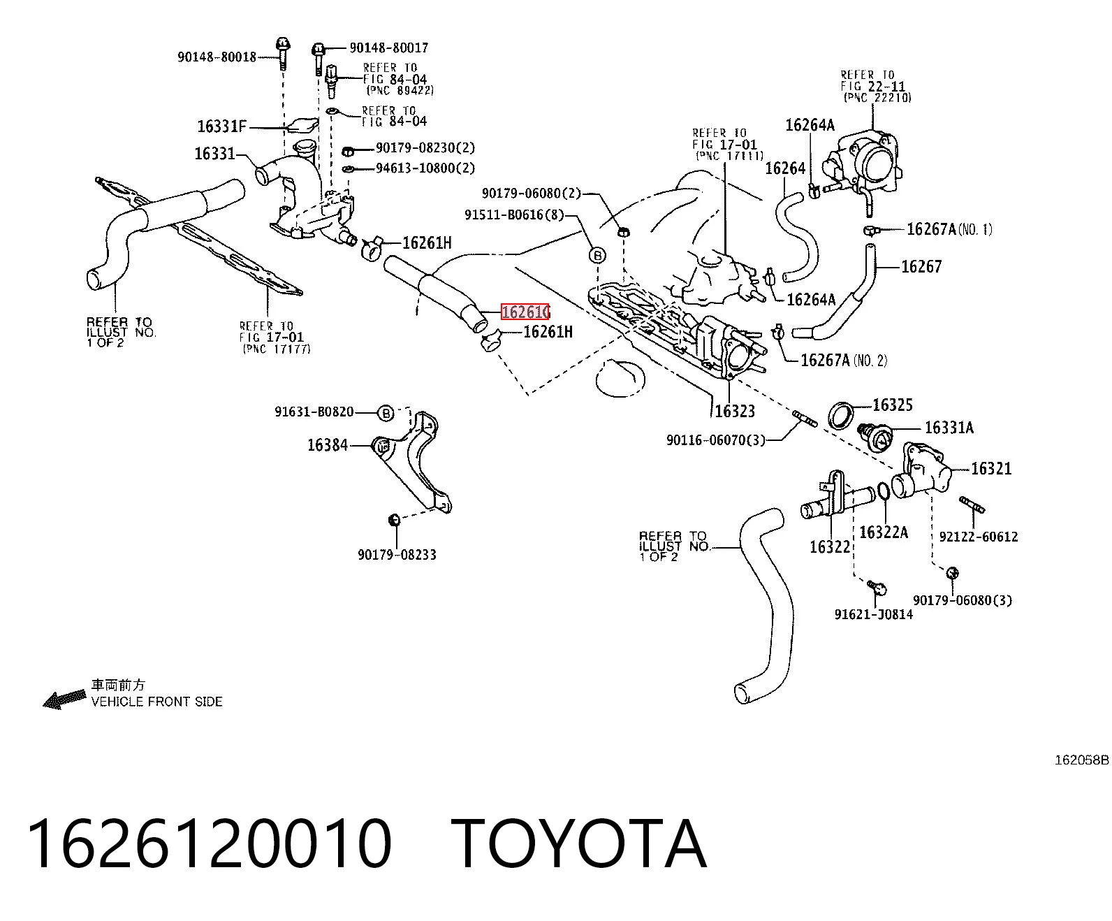 Do koszyka Przewód (króciec) układu chłodzenia Toyota Camry IV V20