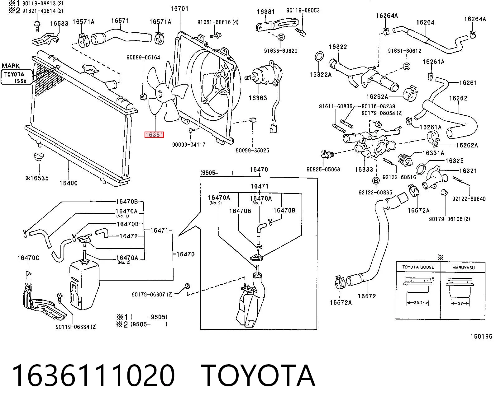 1636111020 Toyota Wentylator (wirnik) chłodnicy