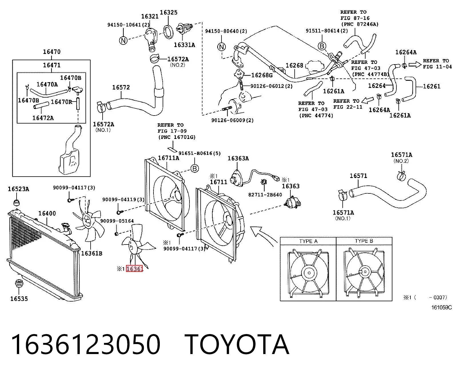 1636123050 Toyota Wentylator (wirnik) chłodnicy lewy