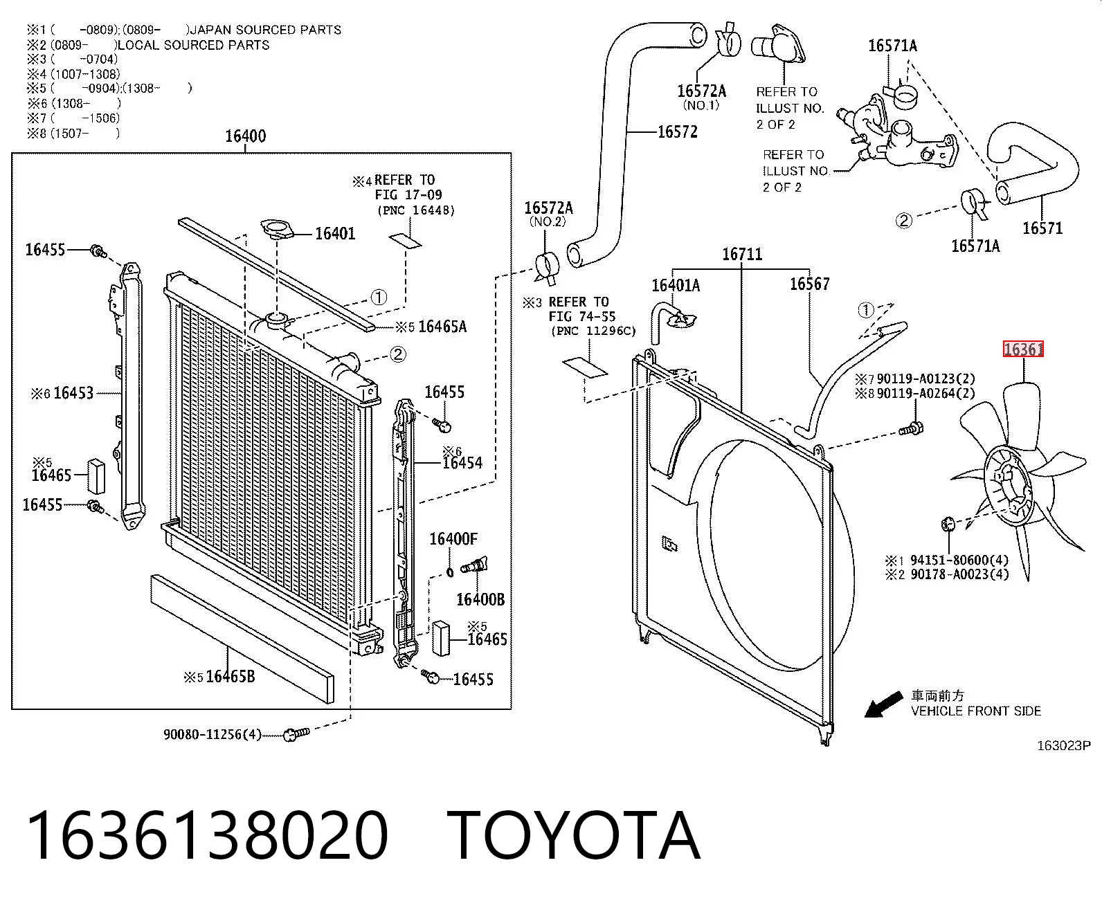 1636138020 Toyota Wentylator (wirnik) chłodnicy