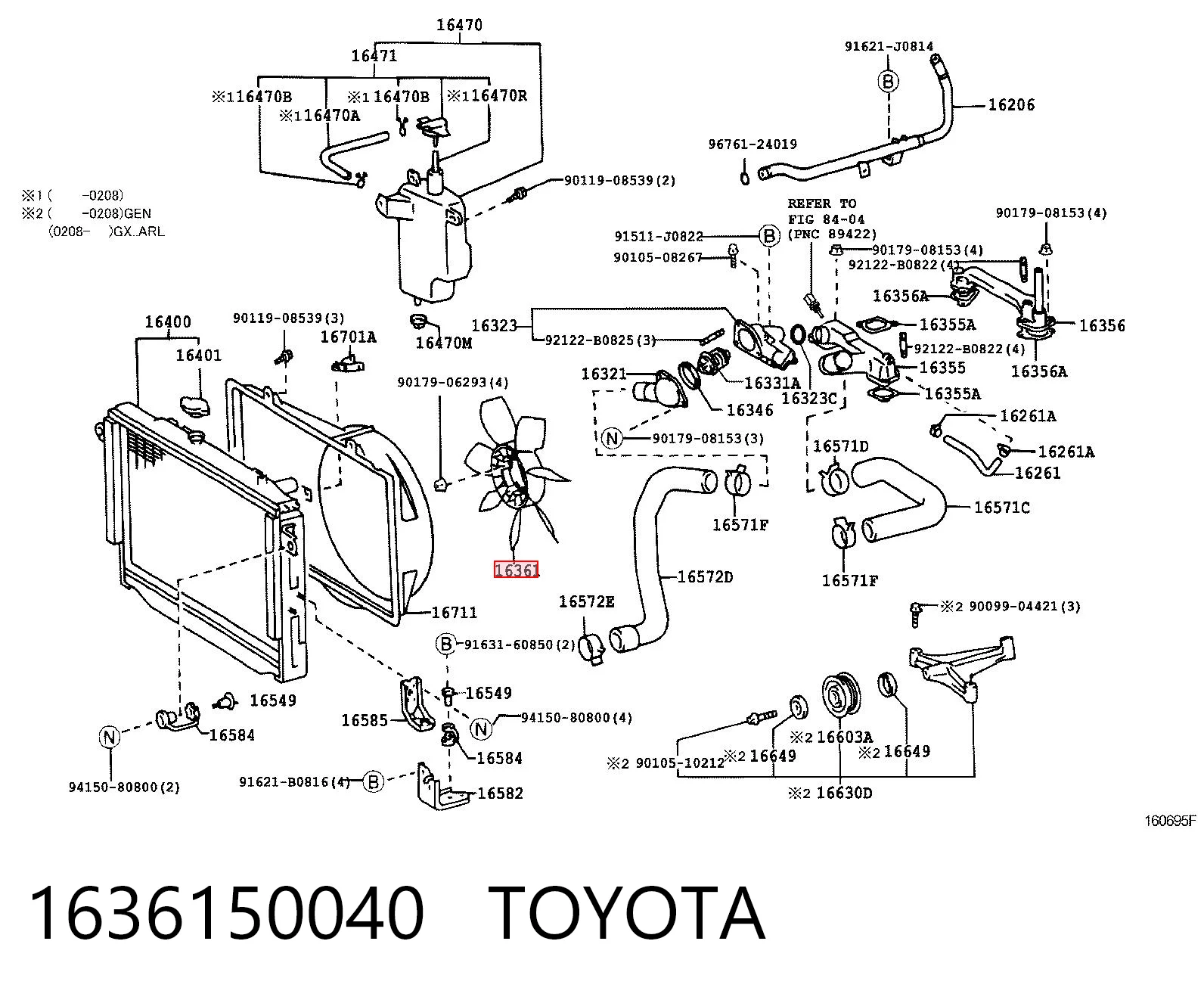 1636150040 Toyota Wentylator (wirnik) chłodnicy