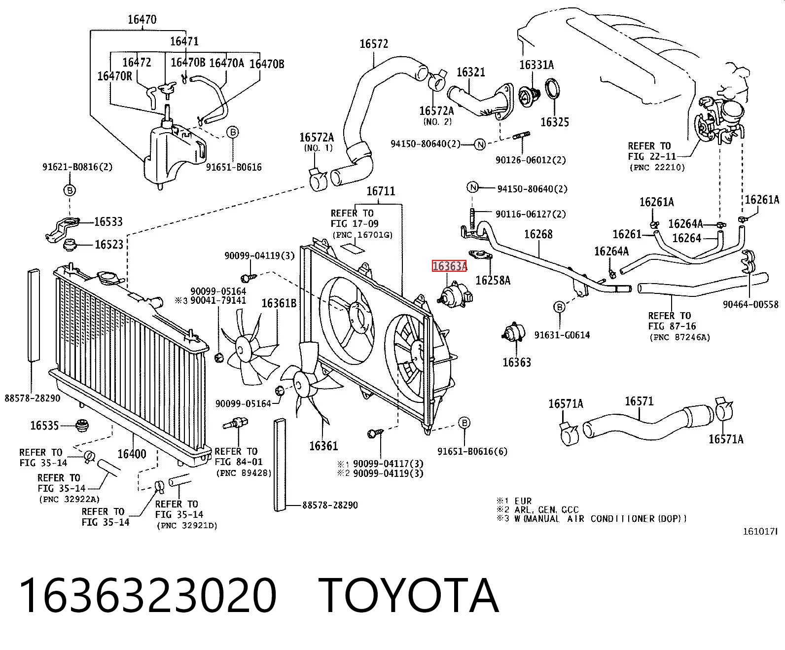 1636323020 Toyota Silniczek wentylatora chłodzenia