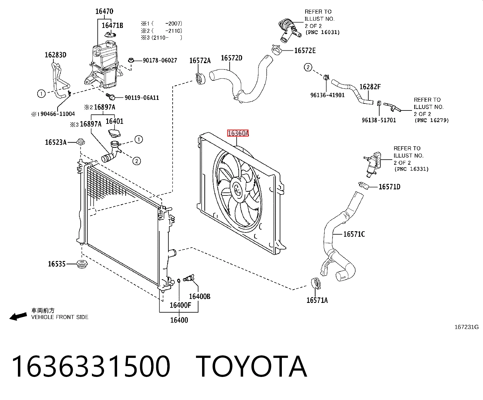 1636331500 Toyota Silniczek wentylatora chłodzenia