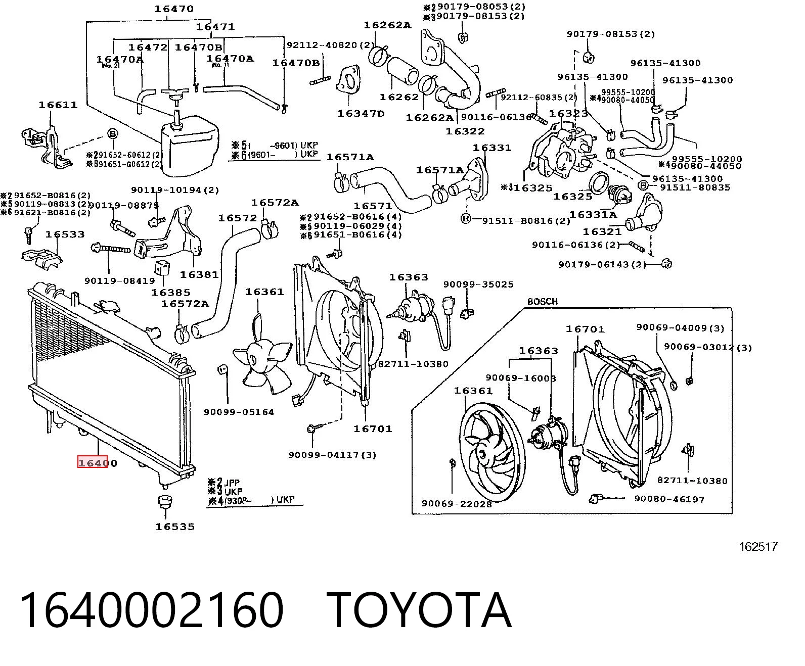 Do koszyka Chłodnica silnika Toyota Carina E T19