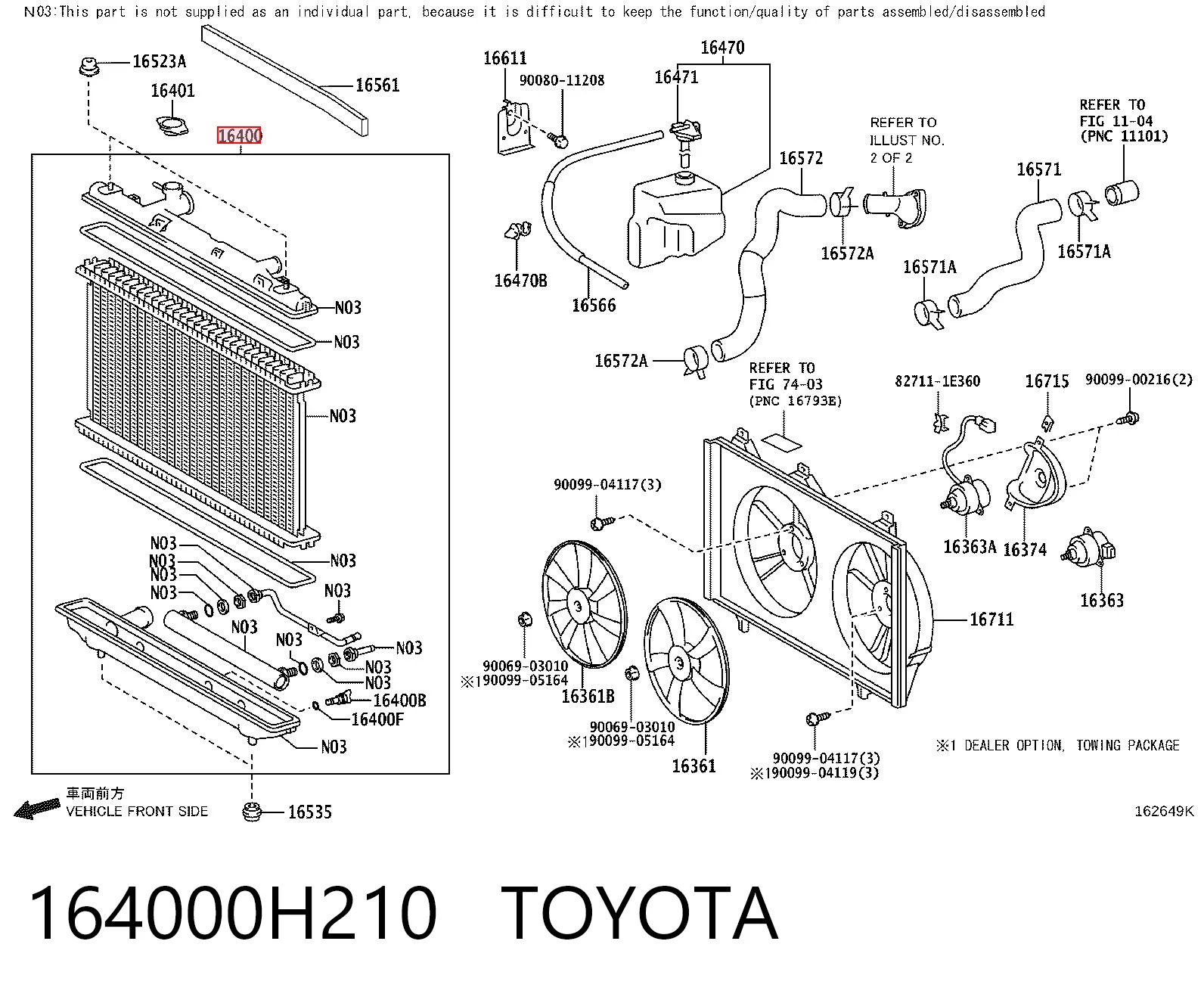 164000H210 Toyota Chłodnica silnika