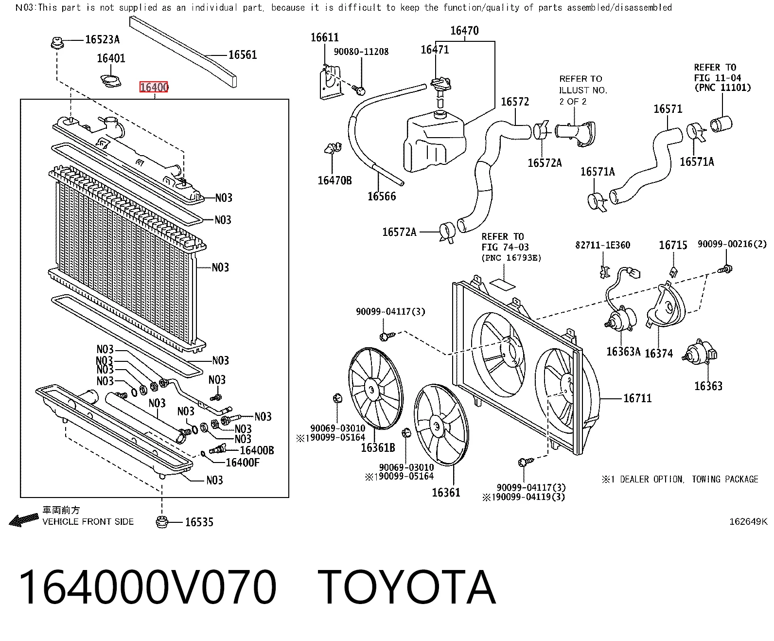 164000V070 Toyota Chłodnica silnika