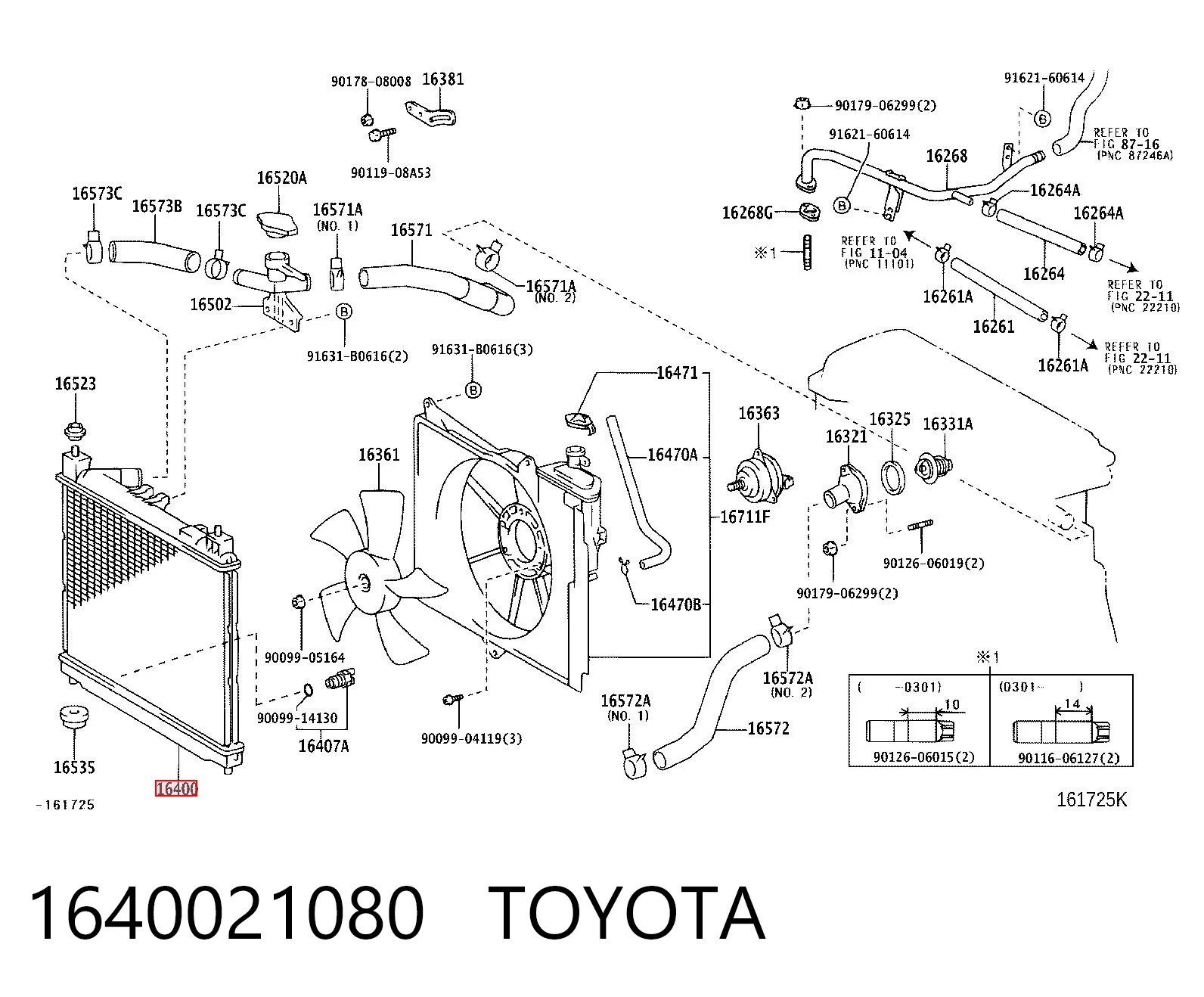 1640021080 Toyota Chłodnica silnika