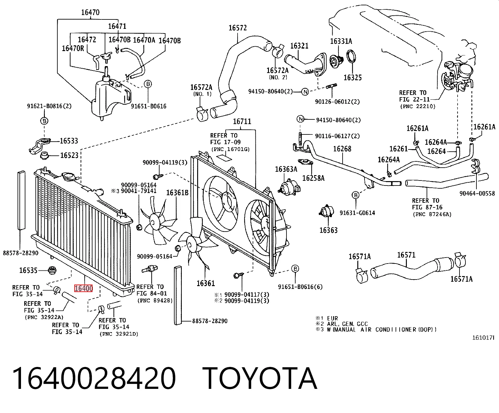Do koszyka Chłodnica silnika Toyota Previa  ACR3
