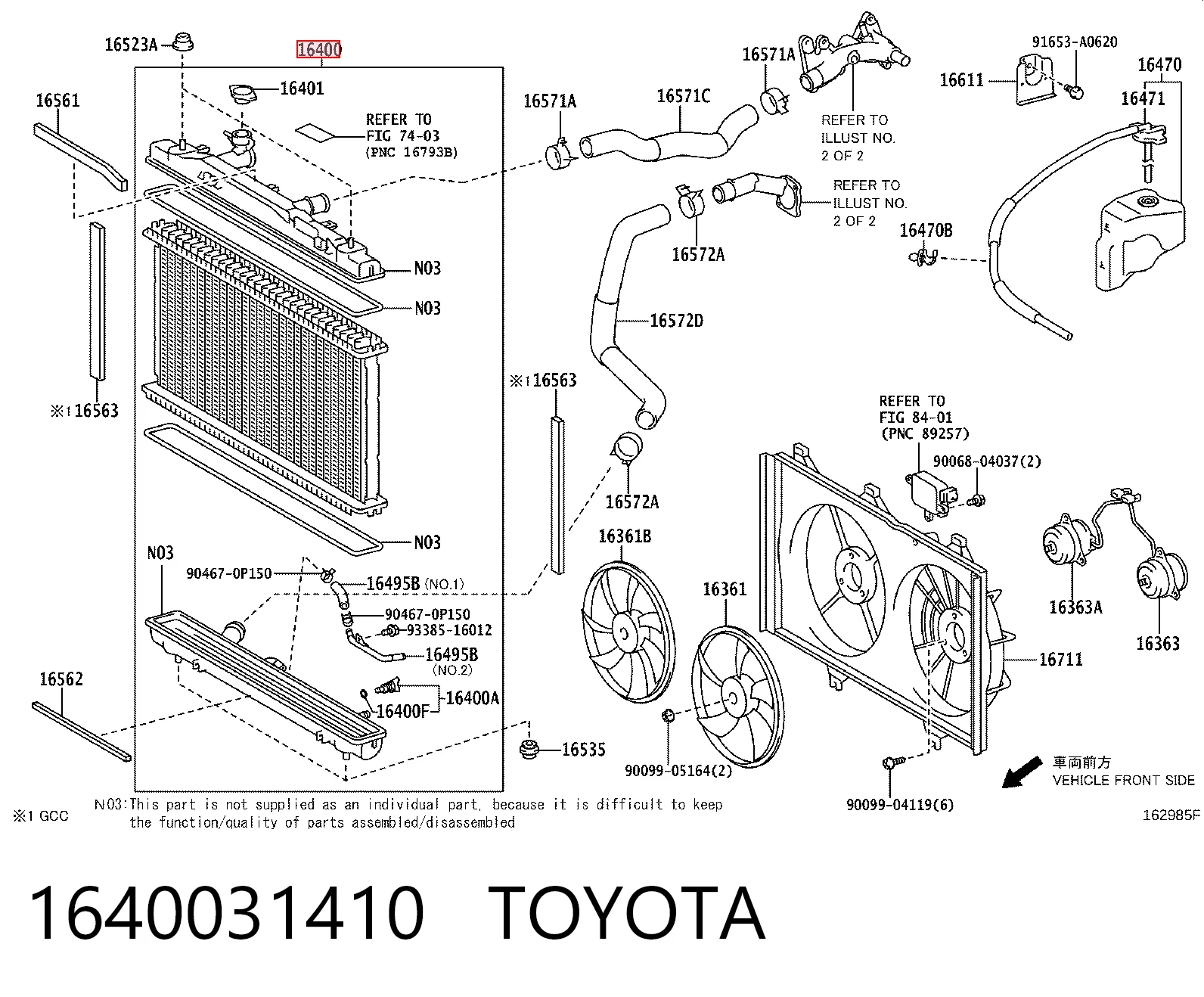 1640031410 Toyota Chłodnica silnika