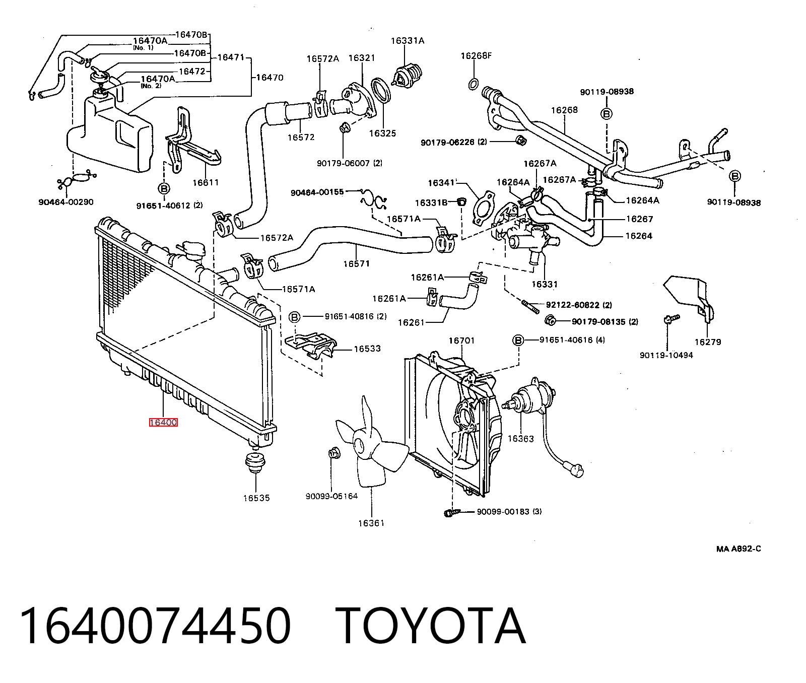 Do koszyka Chłodnica silnika Toyota Camry II V2