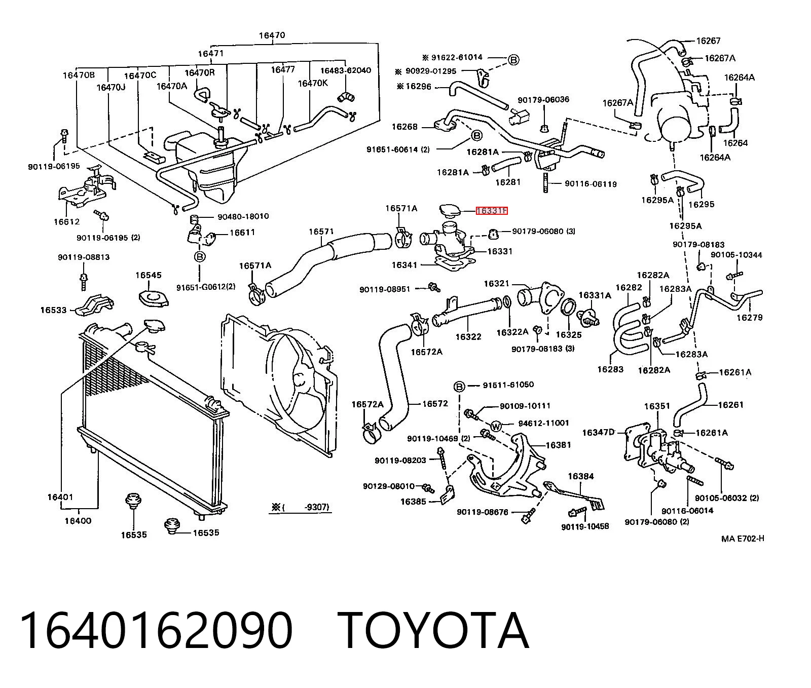 1640162090 Toyota Pokrywa (korek) chłodnicy
