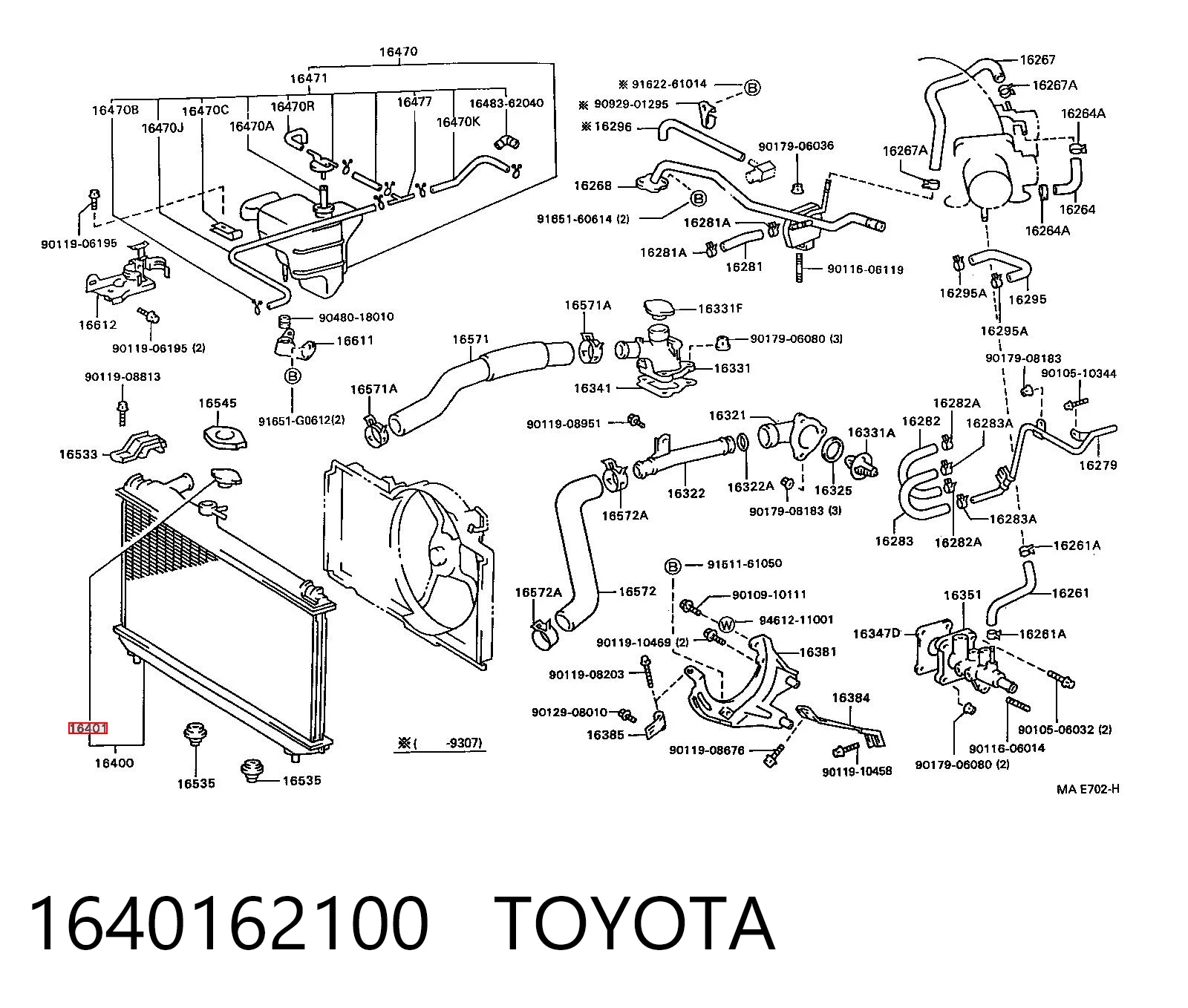 1640162100 Toyota Pokrywa (korek) chłodnicy