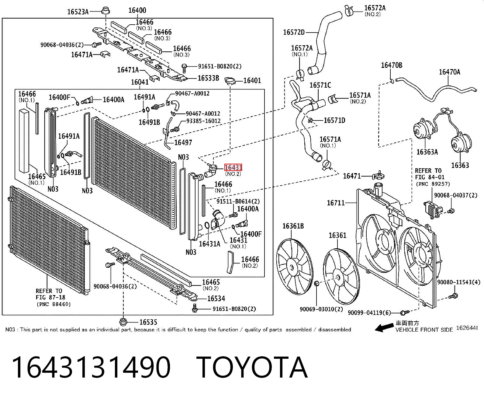 1643131490 Toyota Przewód (króciec) chłodnicy dolny