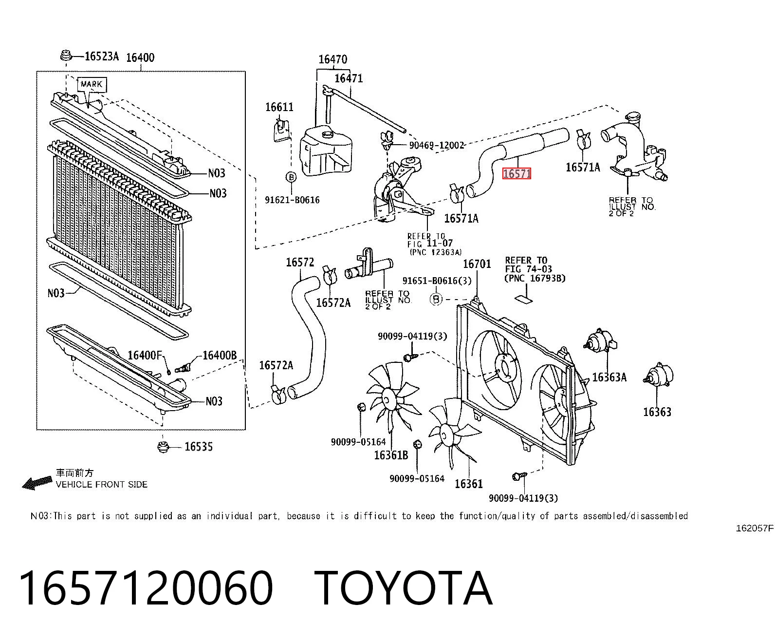 1657120060 Toyota Przewód (króciec) chłodnicy górny