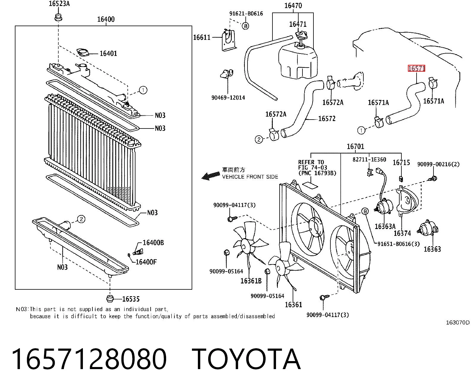 1657128080 Toyota Przewód (króciec) chłodnicy górny