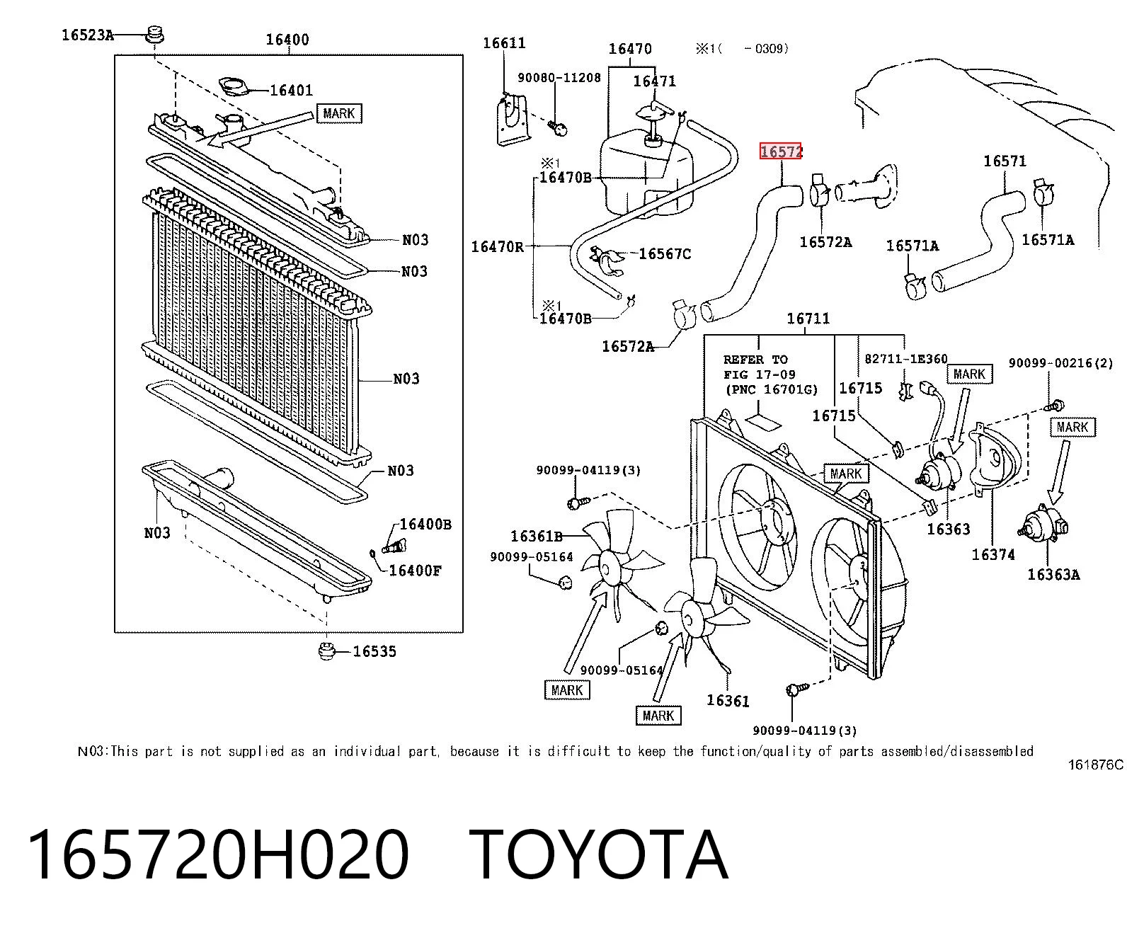 165720H020 Toyota Przewód (króciec) chłodnicy dolny