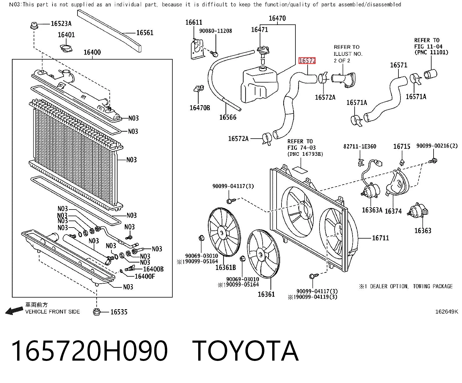 165720H090 Toyota Przewód (króciec) chłodnicy dolny