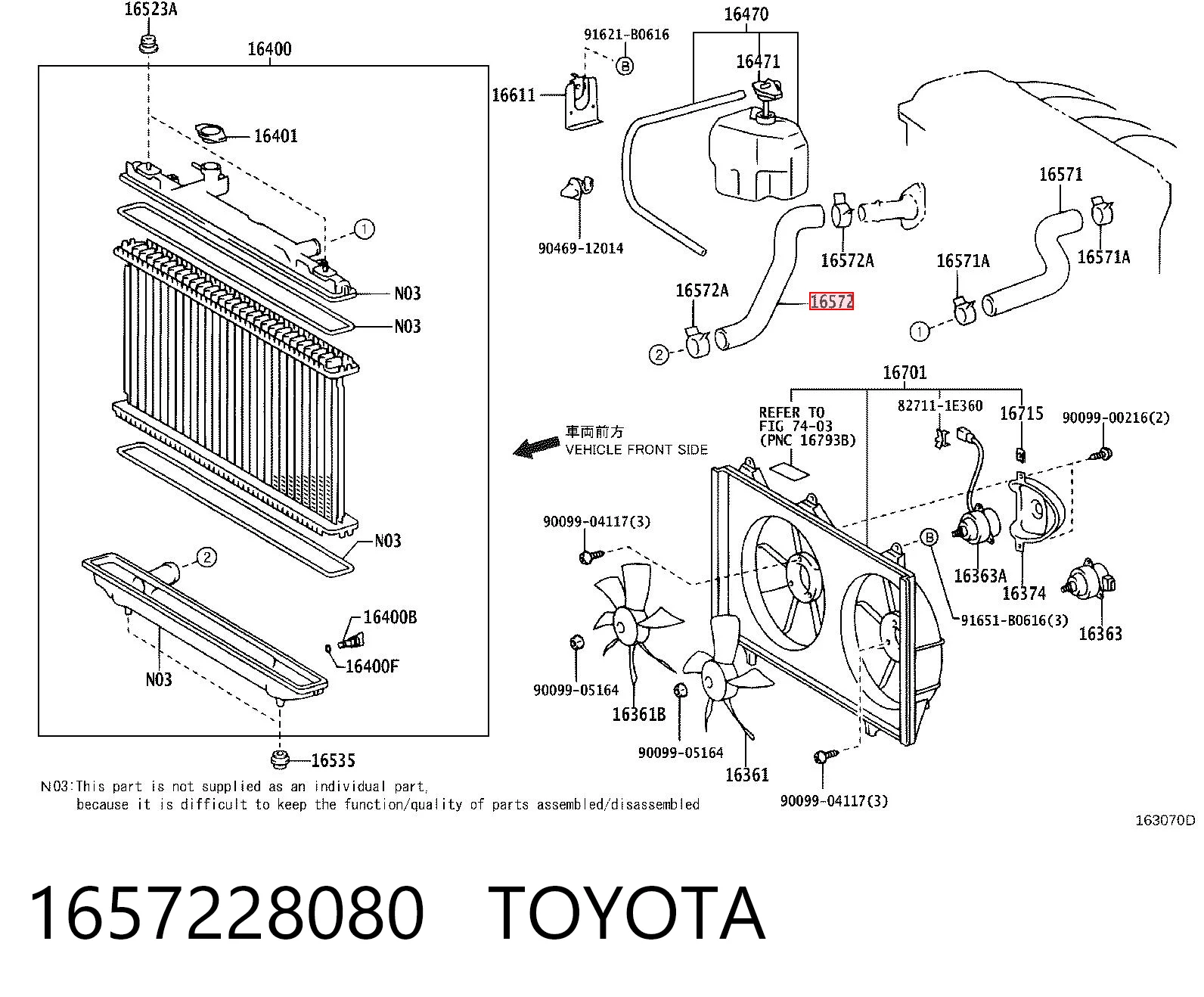 1657228080 Toyota Przewód (króciec) chłodnicy dolny