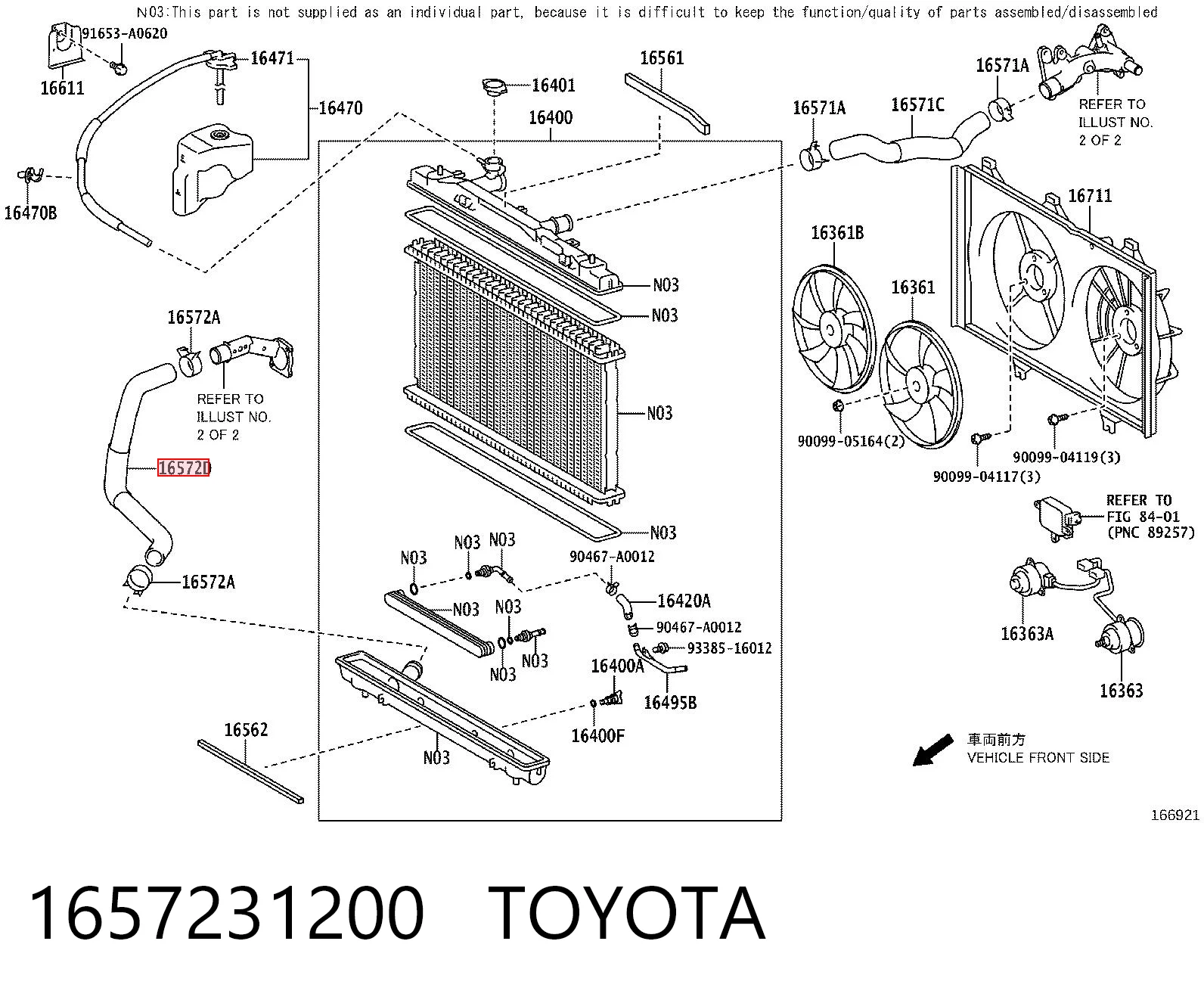 1657231200 Toyota Przewód (króciec) chłodnicy dolny