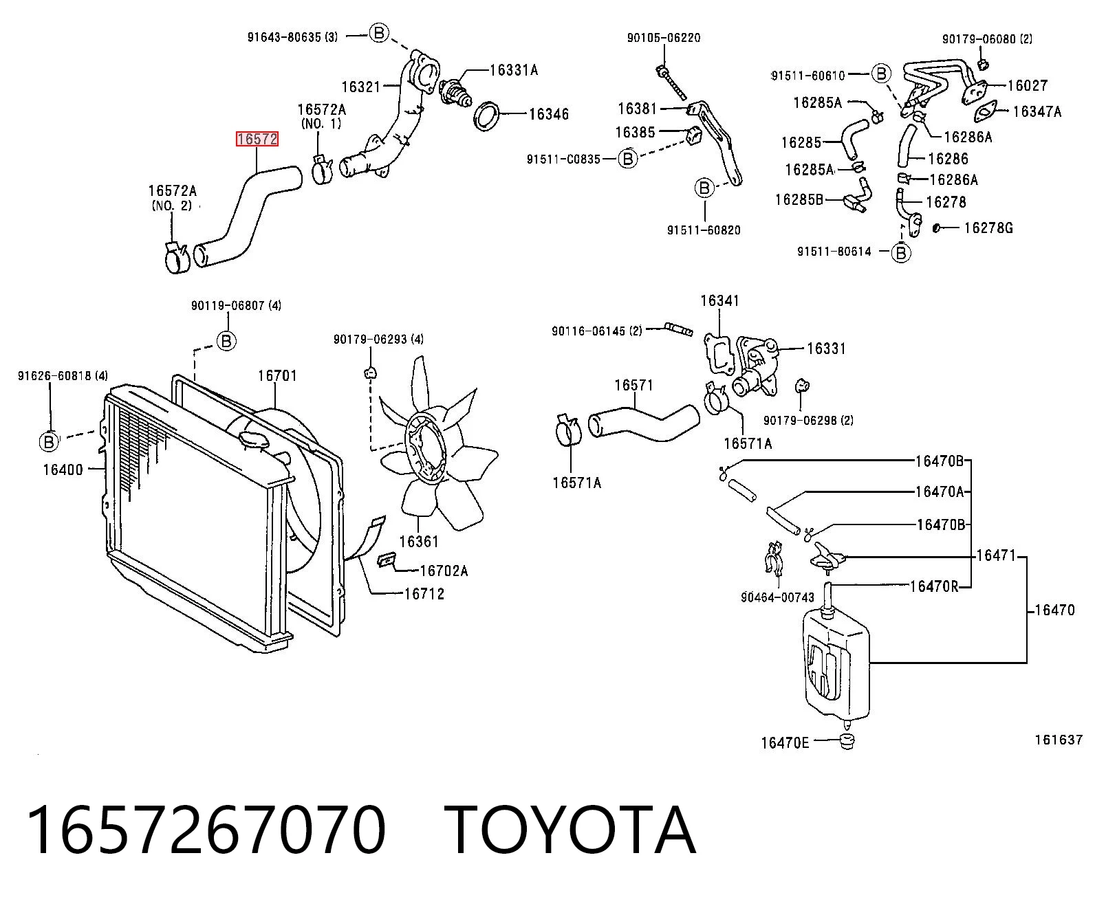 Przewód (króciec) chłodnicy górny do Toyota Land Cruiser 90 J9