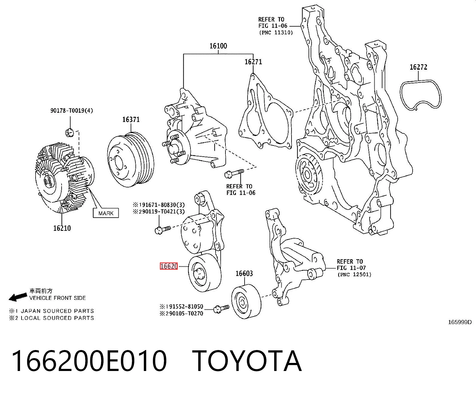 Napinacz paska napędowego Toyota 166200E010 cena, od 219,59 USD
