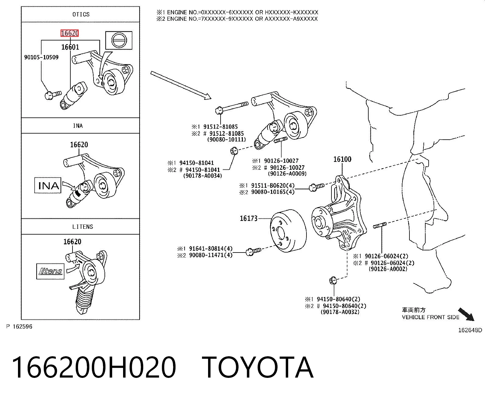 166200H020 Toyota Napinacz paska napędowego