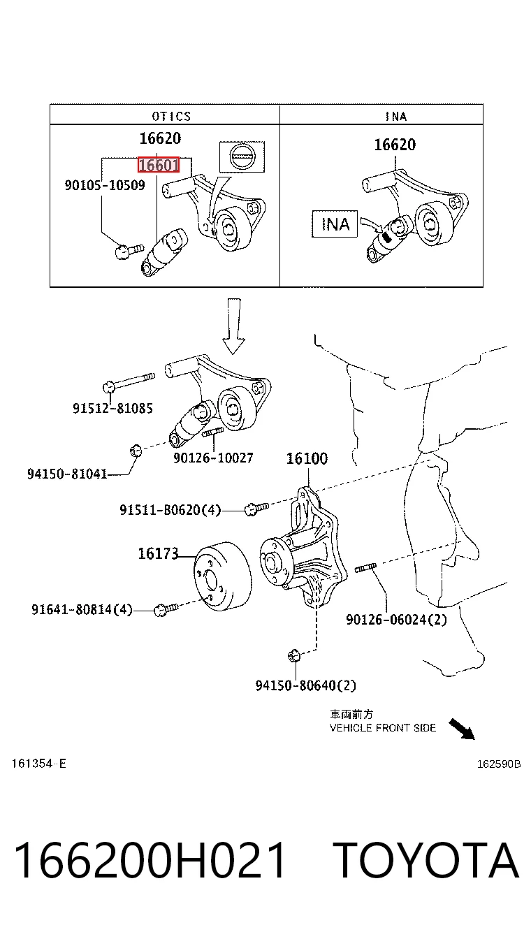 166200H021 Toyota Napinacz paska napędowego