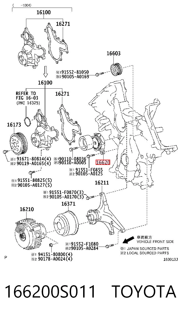 166200S011 Toyota Napinacz paska napędowego