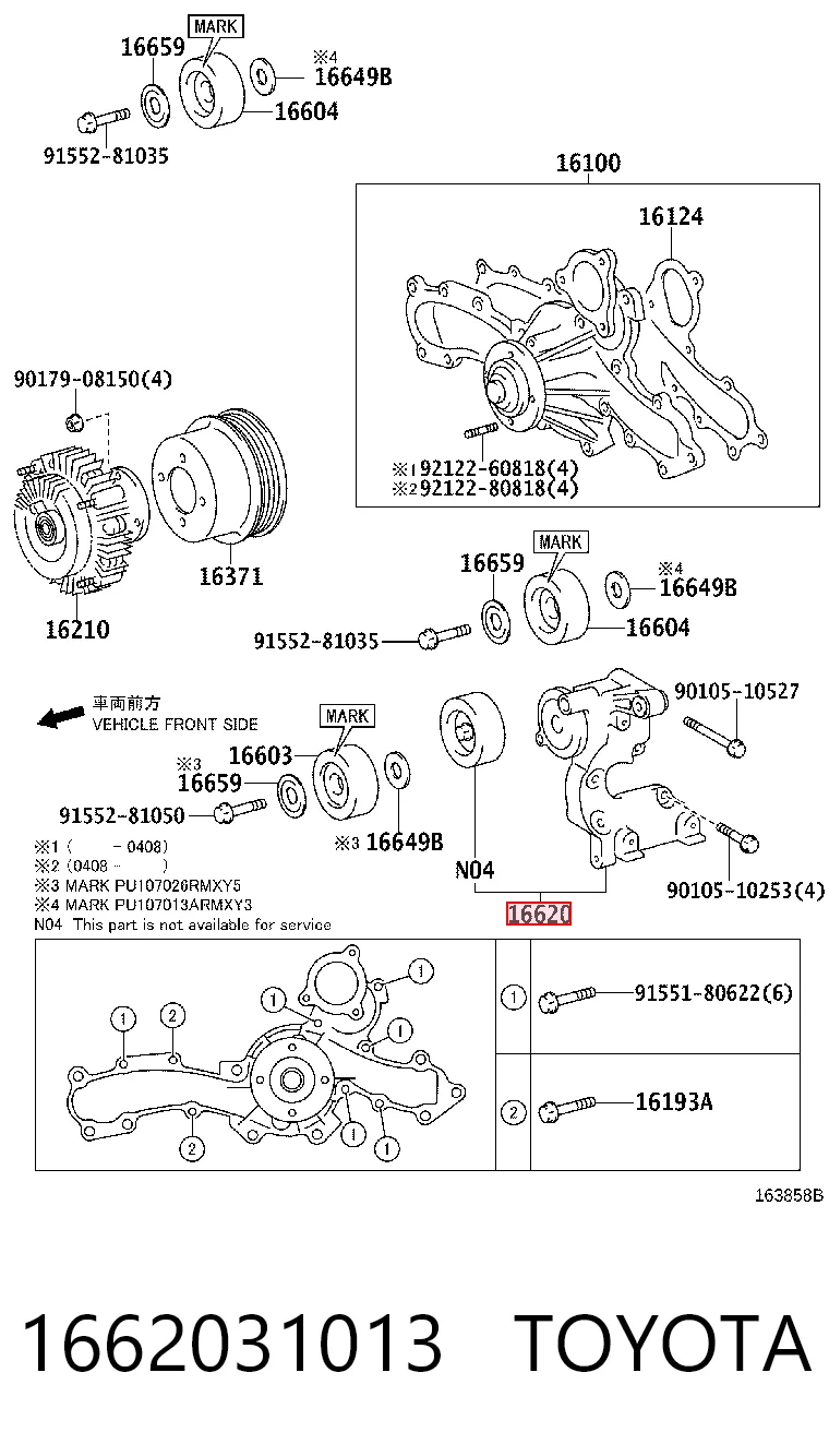 1662031013 Toyota Napinacz paska napędowego