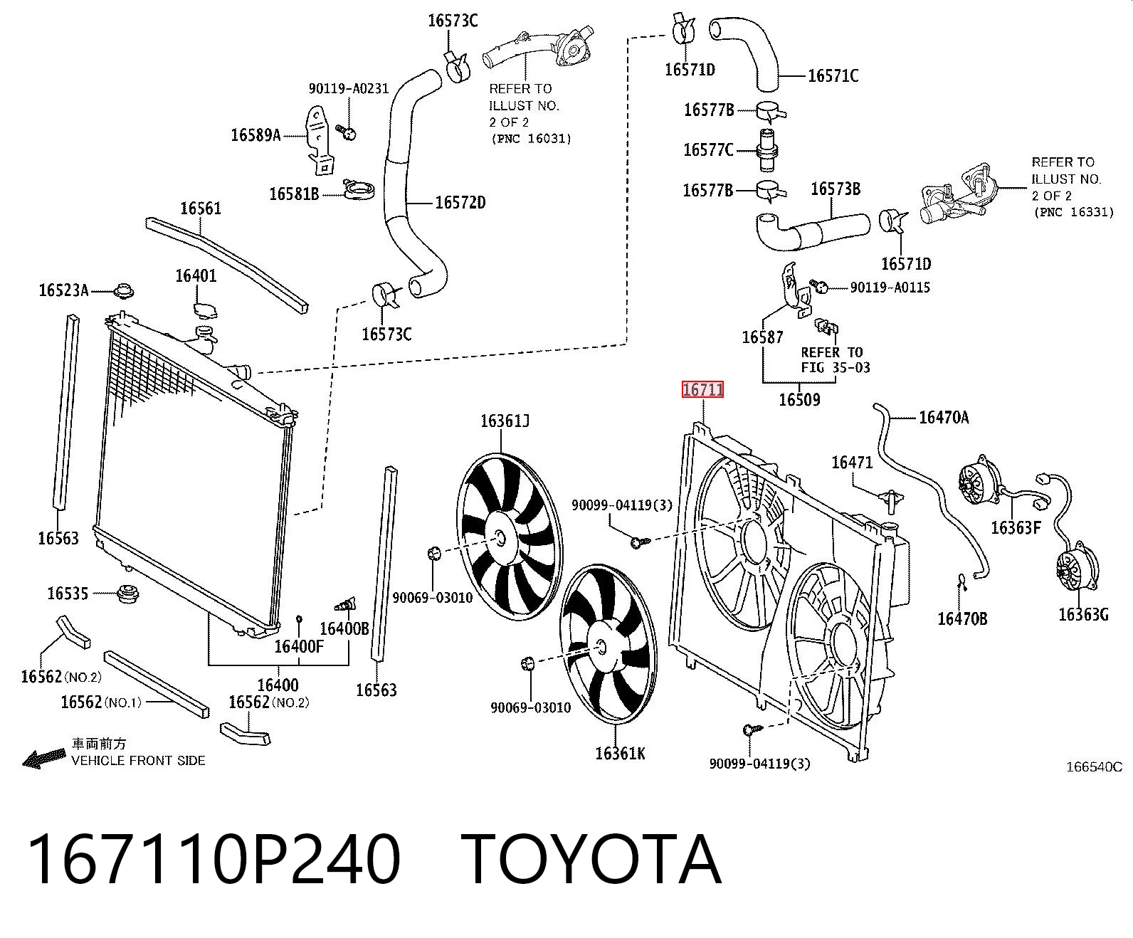 167110P240 Toyota Dyfuzor chłodnicy