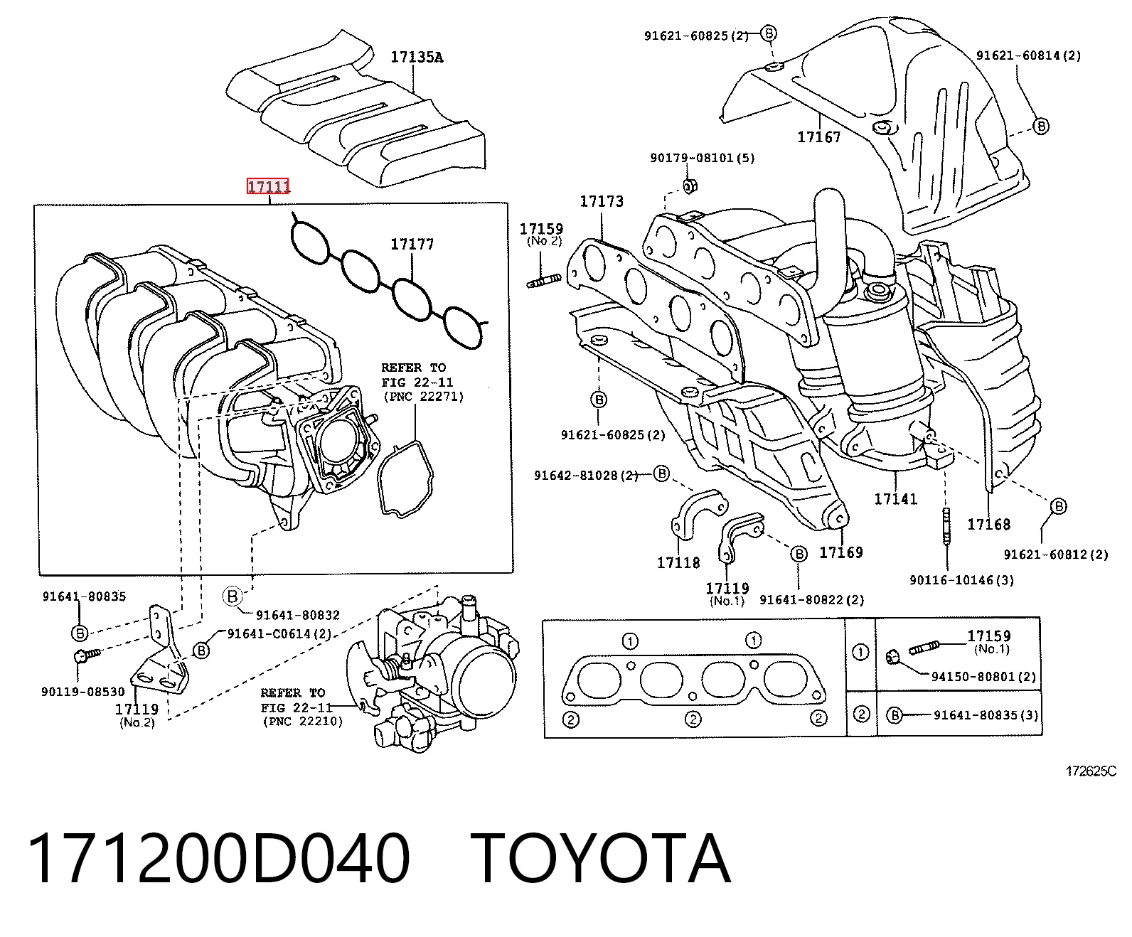171200D040 Toyota Kolektor ssący