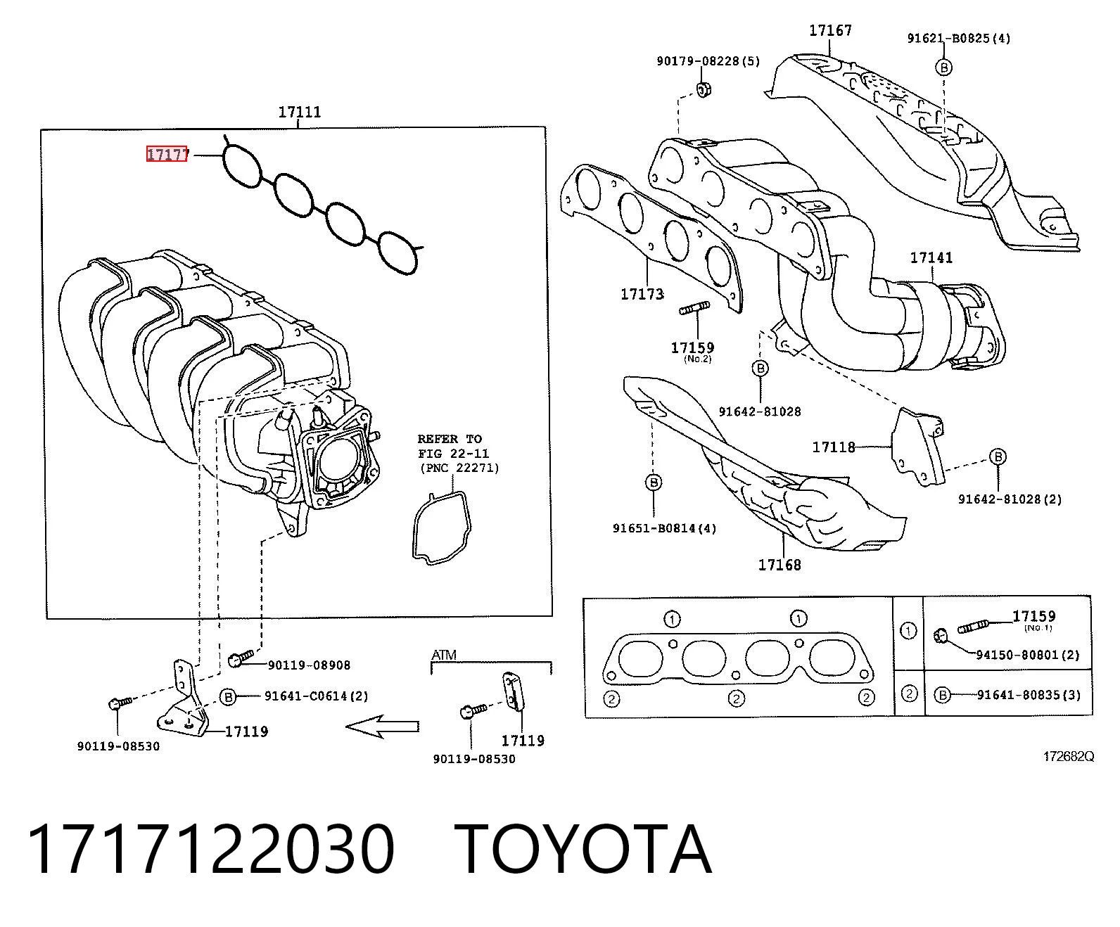 Do koszyka Uszczelka kolektora ssącego Toyota Avensis I T22