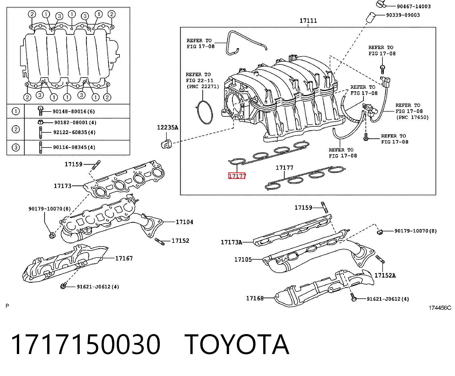 1717150030 Toyota Uszczelka kolektora ssącego