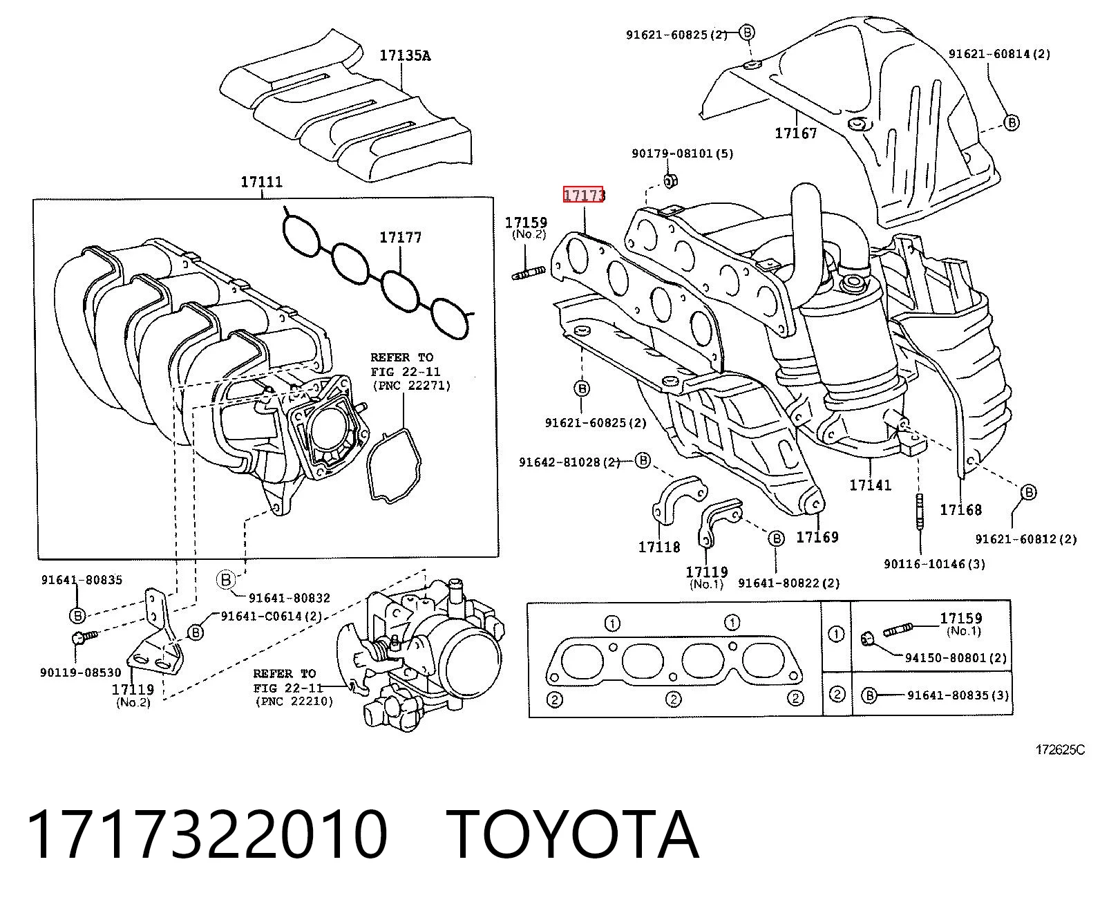 Uszczelka kolektora wydechowego Toyota Avensis I sedana (T22) (1997 - 2003) cena, od 11,49 USD