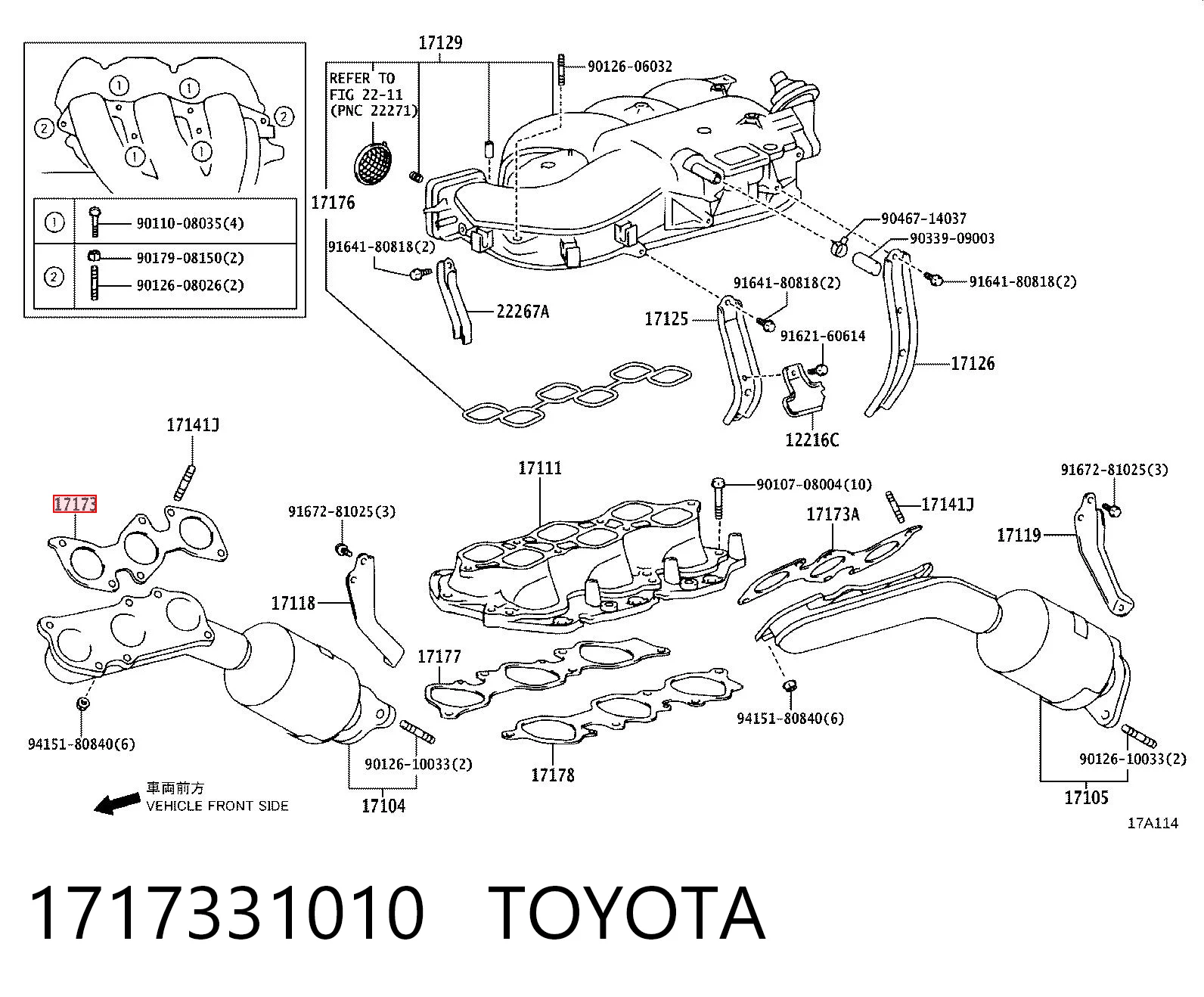 1717331010 Toyota Uszczelka kolektora wydechowego