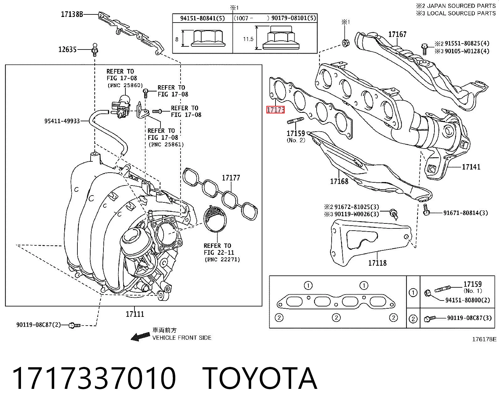 1717337010 Toyota Uszczelka kolektora wydechowego
