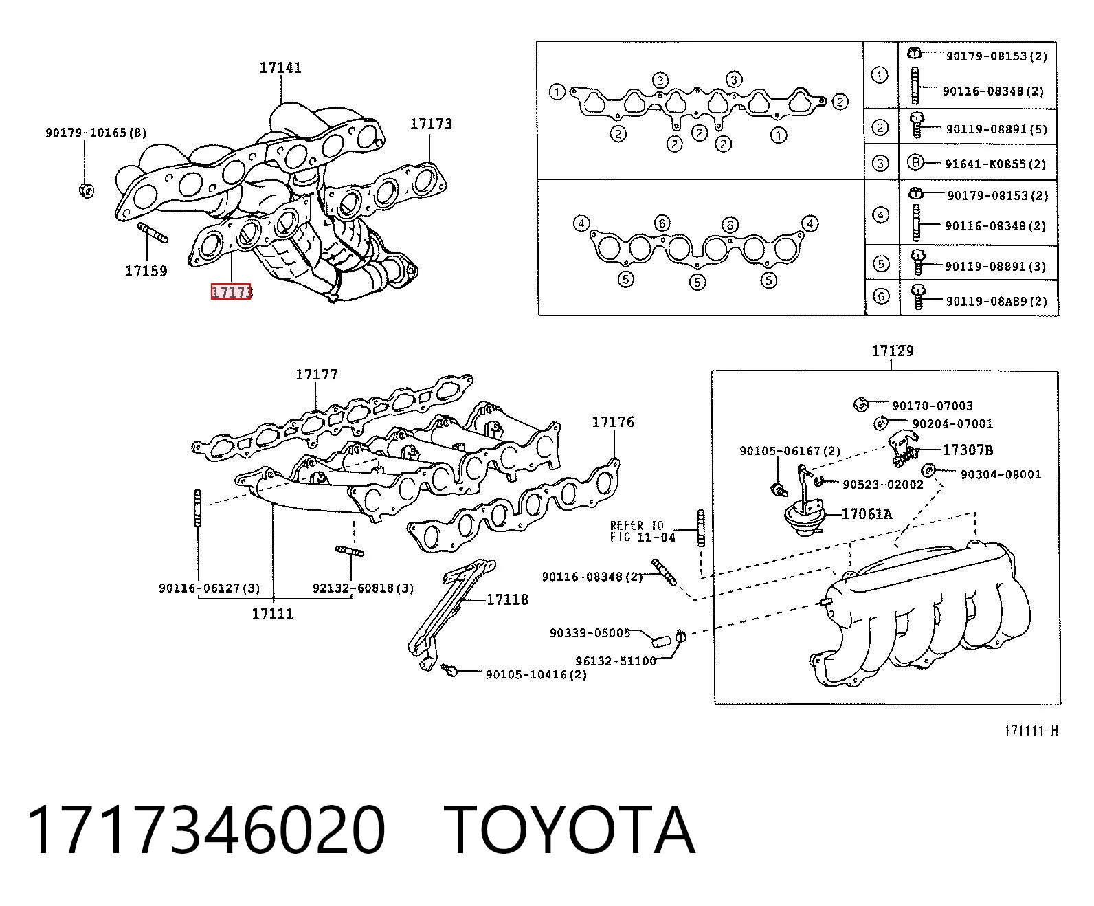 1717346020 Toyota Uszczelka kolektora wydechowego