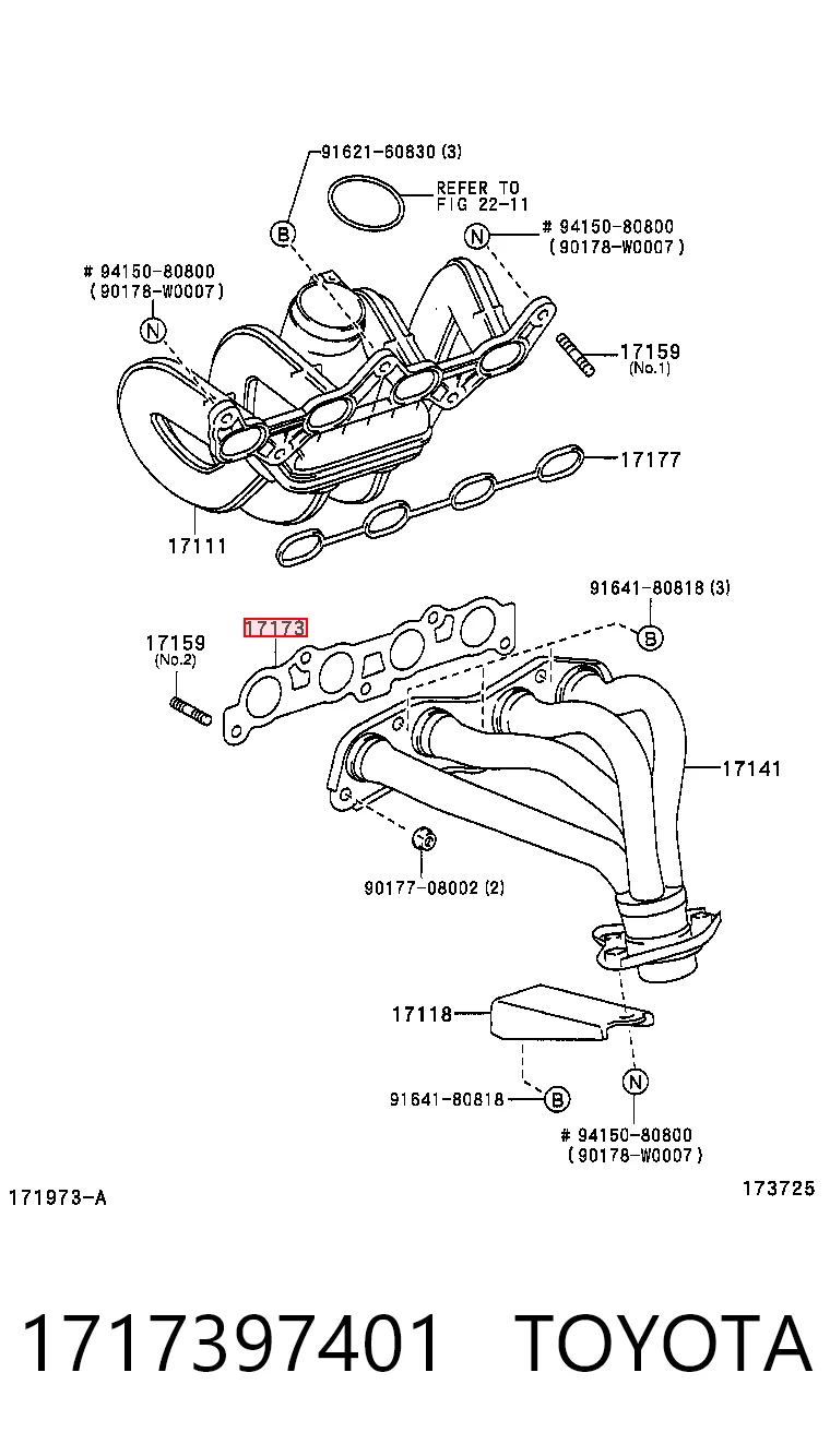 Uszczelka kolektora wydechowego do Daihatsu Terios I J100, J102, J122